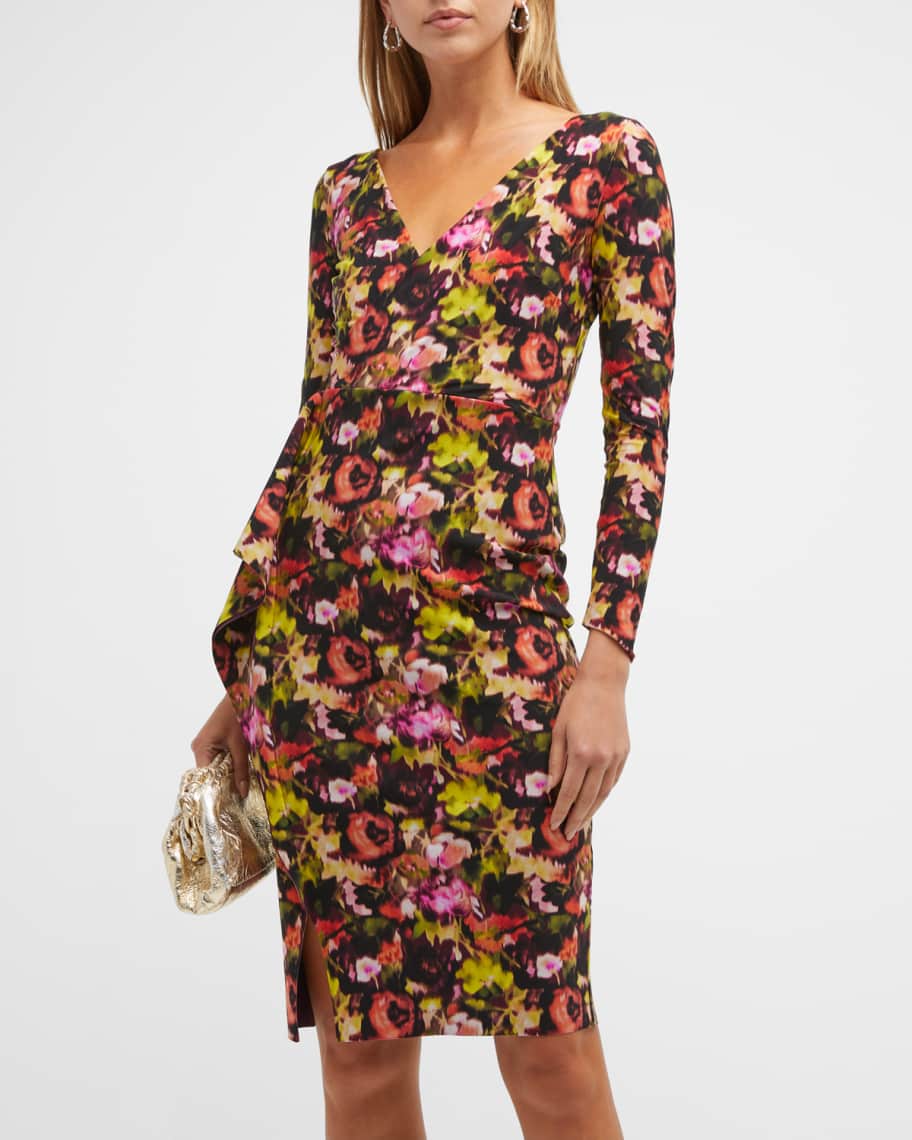 Chiara Boni La Petite Robe Gota Draped Floral Print Sheath Dress