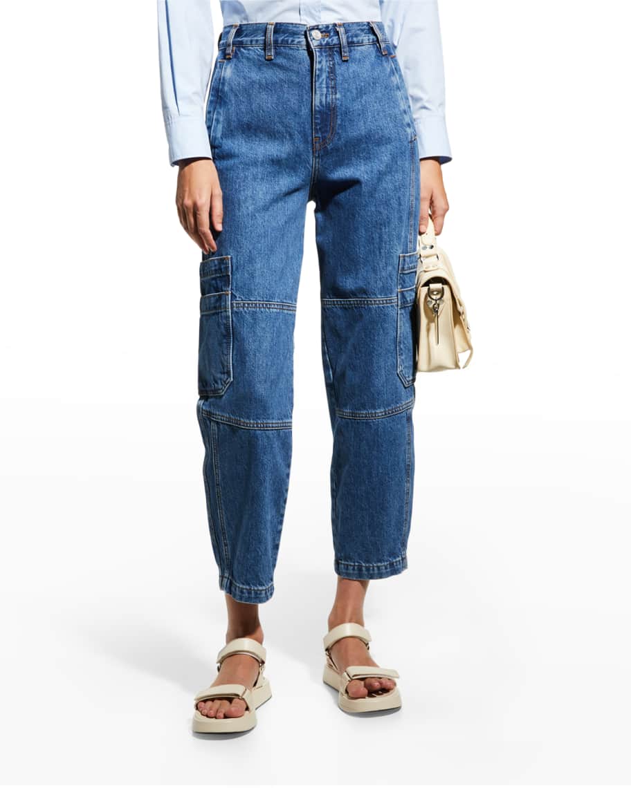 FRAME Cropped High-Rise Utility Jeans | Neiman Marcus