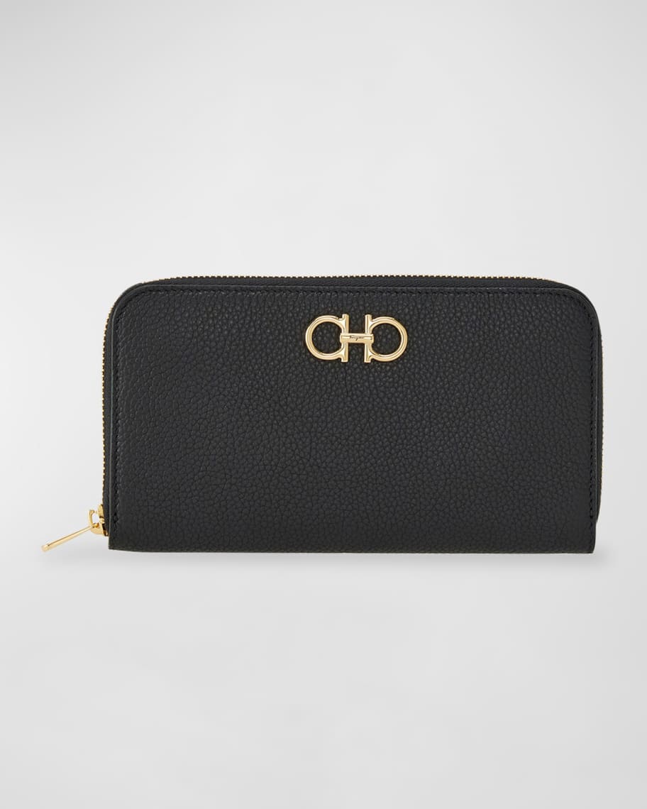 Ferragamo Gancini Zip Leather Continental Wallet | Neiman Marcus