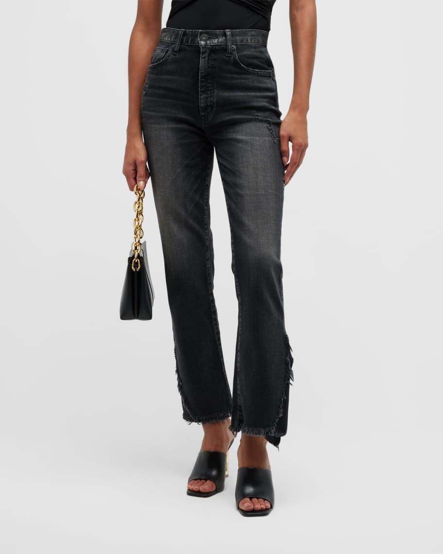 MOUSSY VINTAGE Alhambra Distressed Flared Ankle Jeans | Neiman Marcus