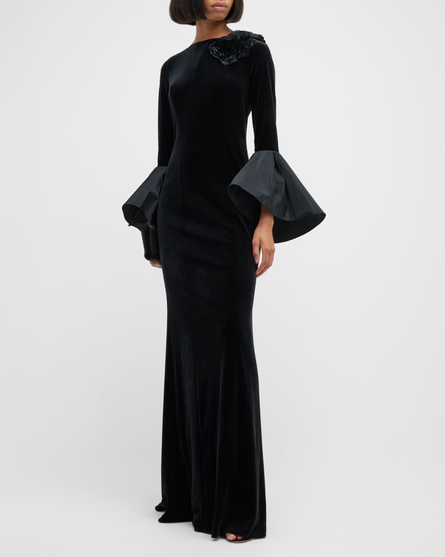 Teri jon clearance black velvet dress