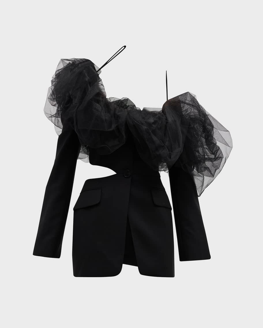 louren★power shoulder nocollar jacket