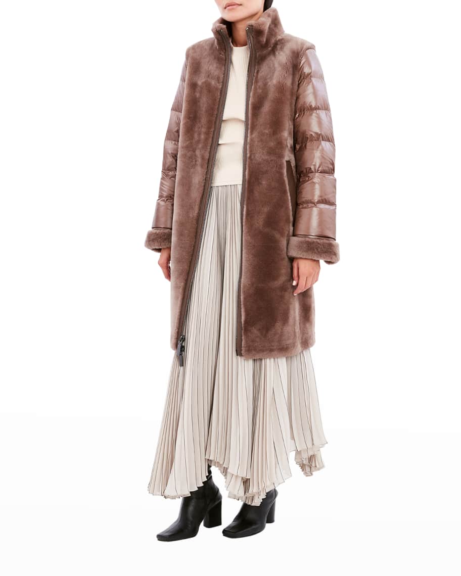 Dawn Levy Monique Mixed Media Long Coat Neiman Marcus