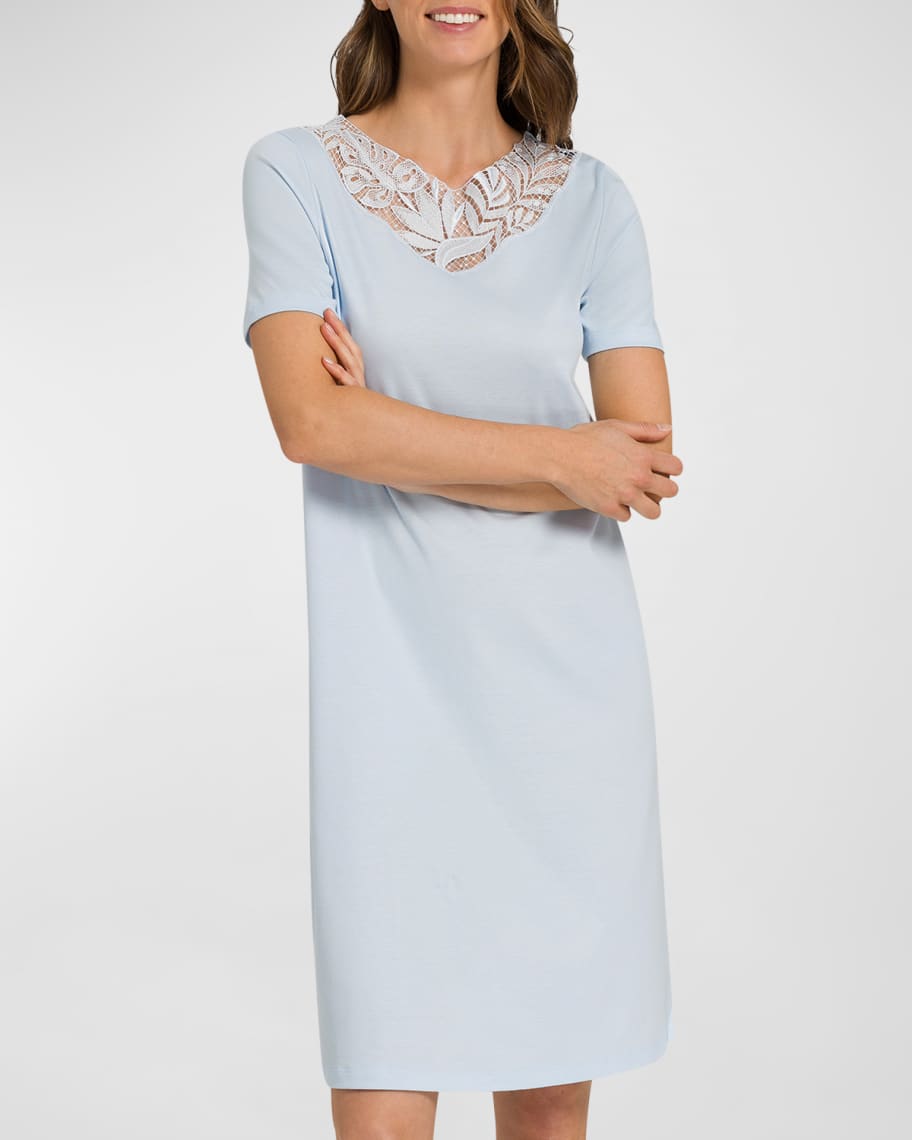 Hanro Zelda Lace Yoke Nightgown Neiman Marcus