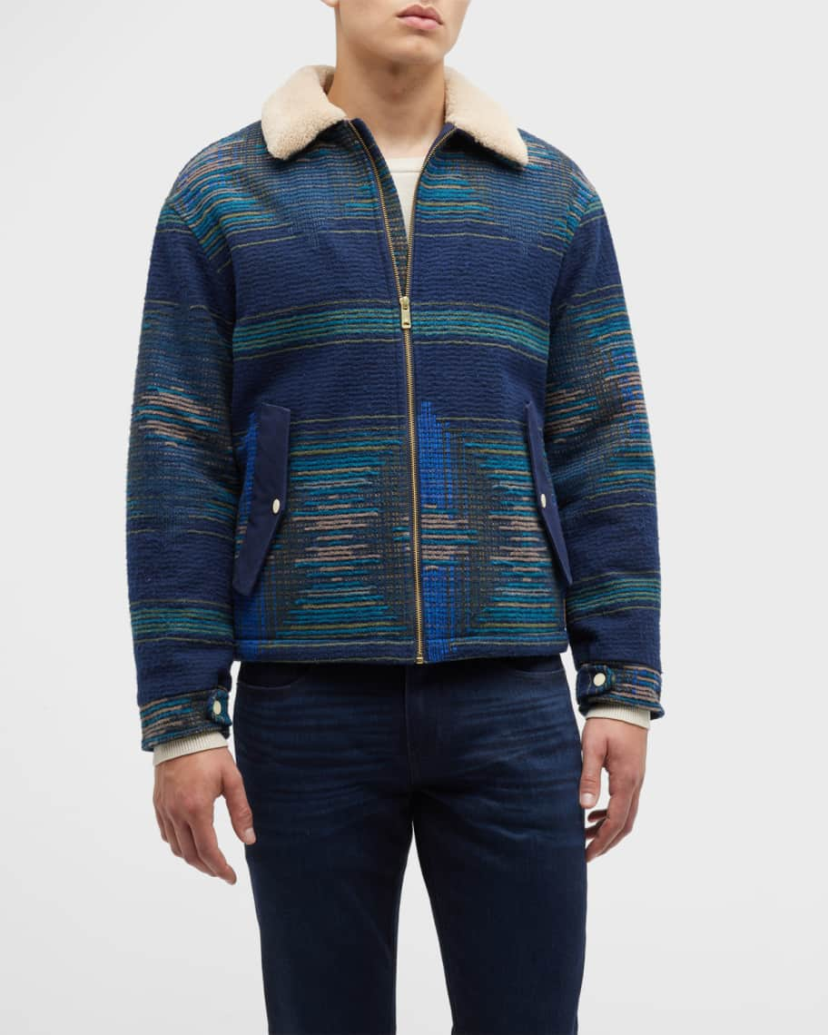 Scotch & Soda Men's Teddy-Trim Jacquard Bomber Jacket