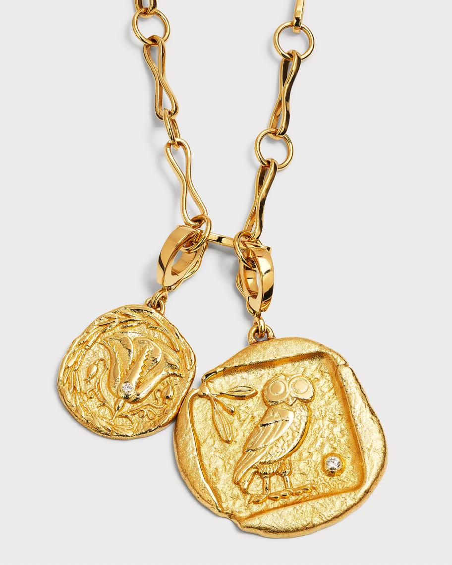 AZLEE Yellow Gold Owl of Athena and of the Earth Coin Necklace | Neiman ...