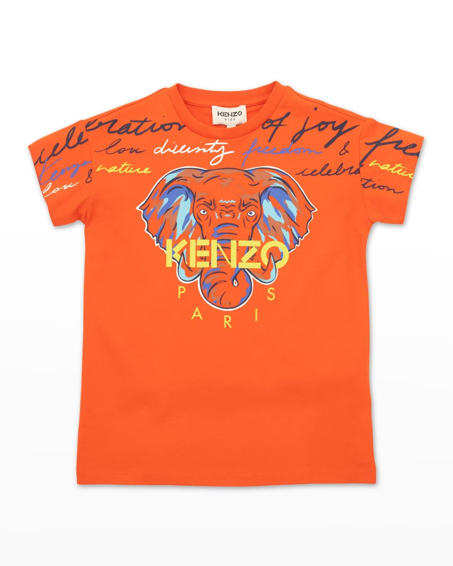 Kenzo Boy's Elephant Graphic Logo TShirt, Size 45 Neiman Marcus