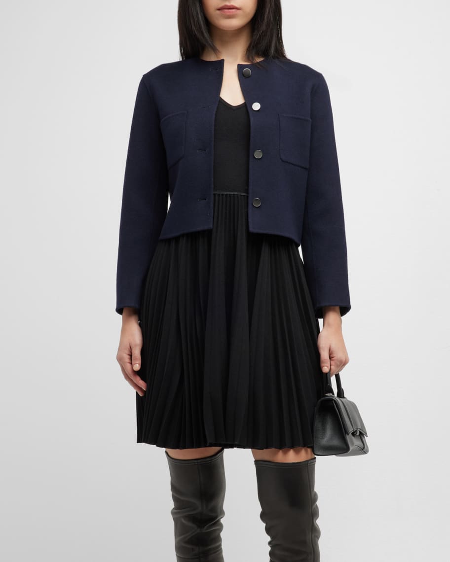 Theory Doubleface Wool-Cashmere Crop Jacket | Neiman Marcus