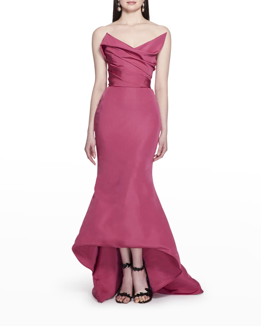 Strapless Silk Faille High Low Gown