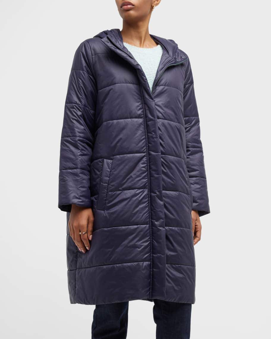 Eileen fisher chevron shop recycled nylon hooded coat
