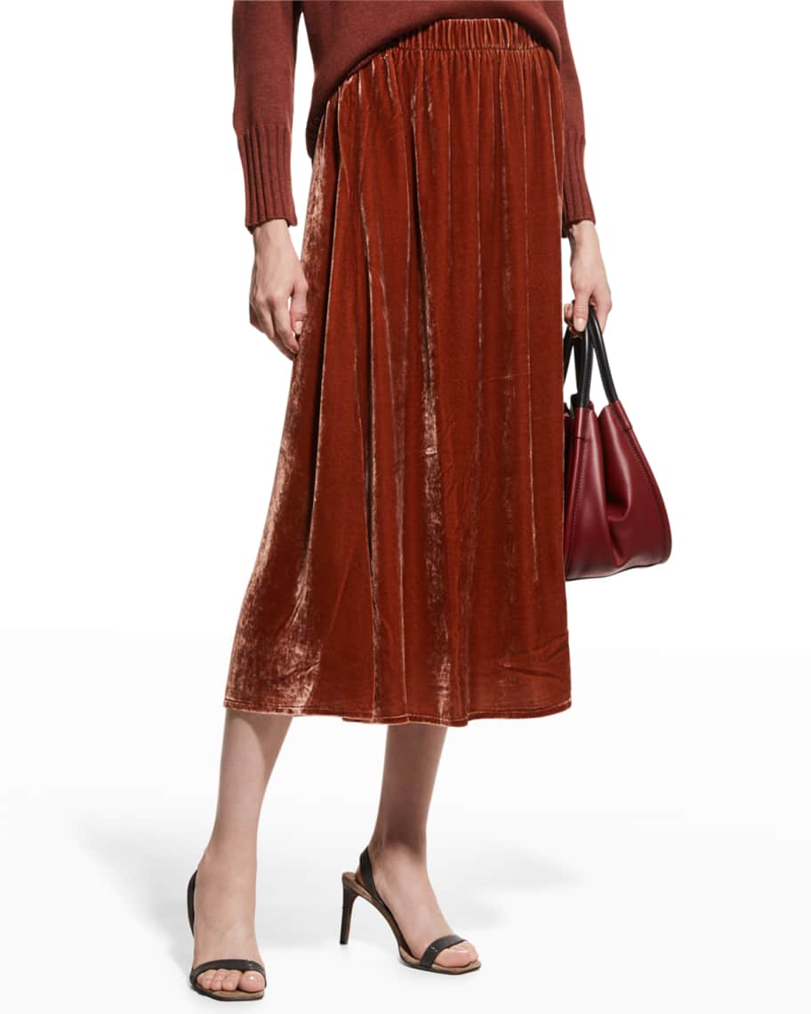 Eileen Fisher Missy Velvet Midi Skirt Neiman Marcus