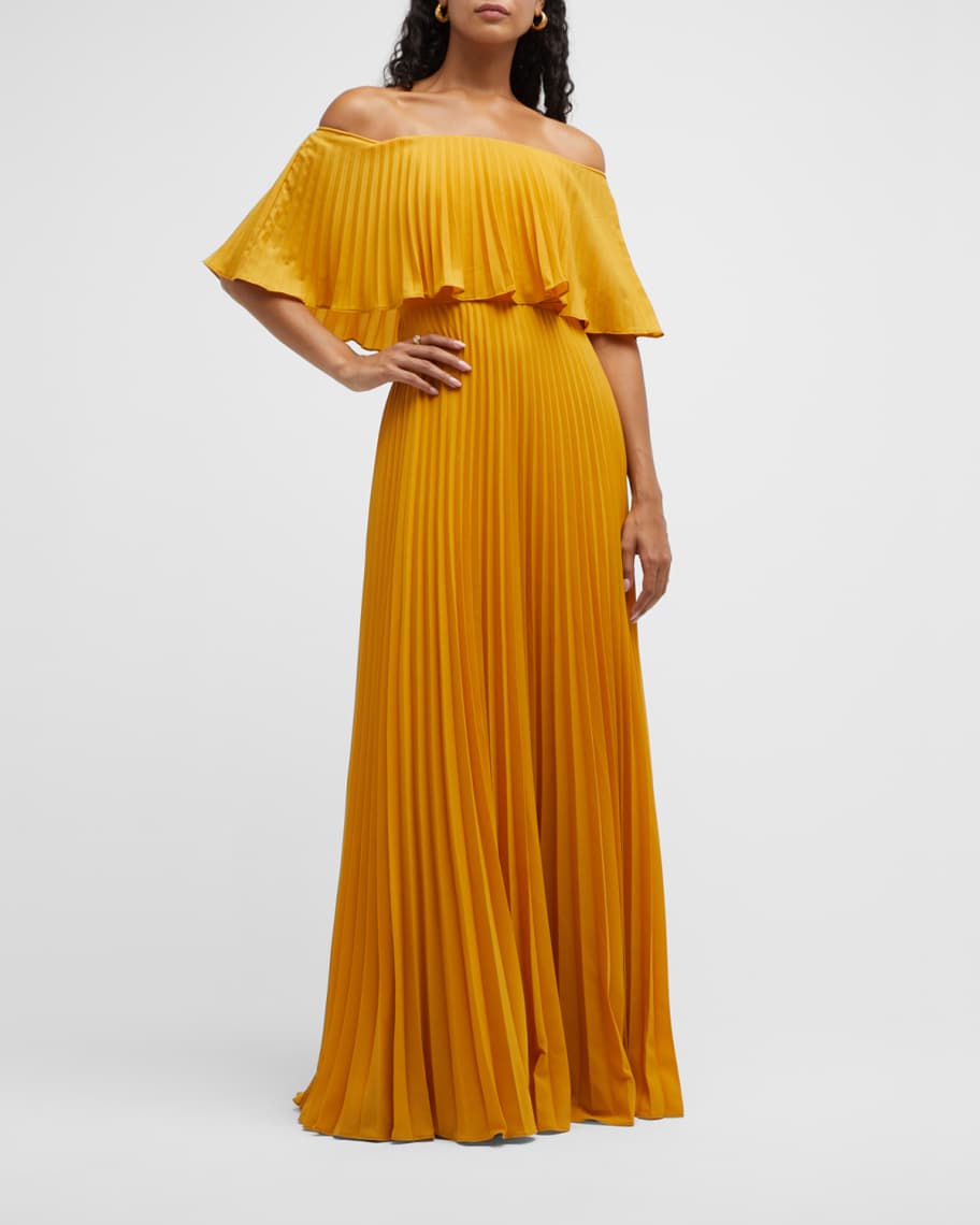 Aidan mattox ruffled off the shoulder dress hot sale