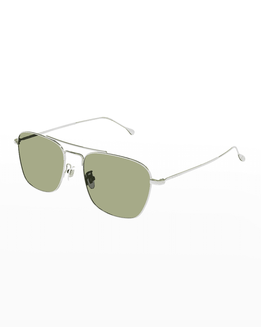 Gucci Men's Double-Bridge Metal Rectangle Sunglasses | Neiman Marcus