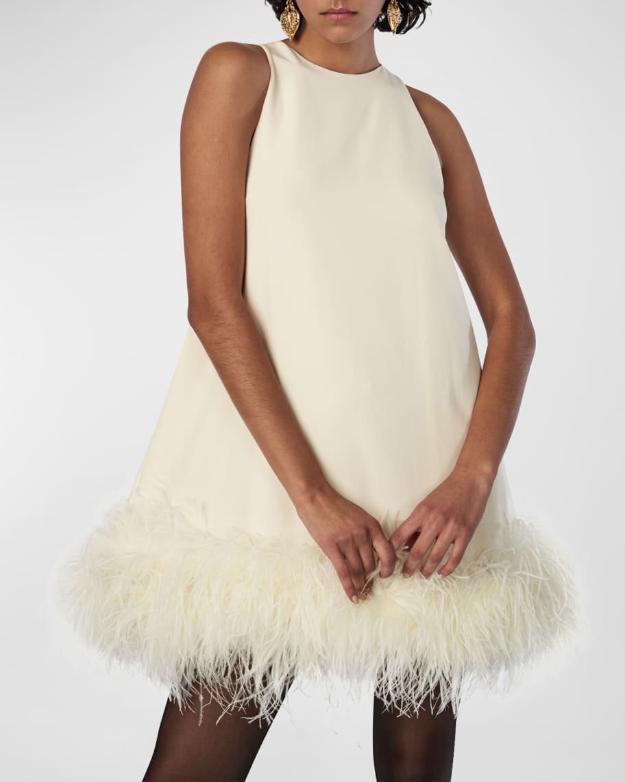 rendezvous sleeveless feather mini dress RENDEZVOUS SLEEVELESS FEATHER MINI DRESS