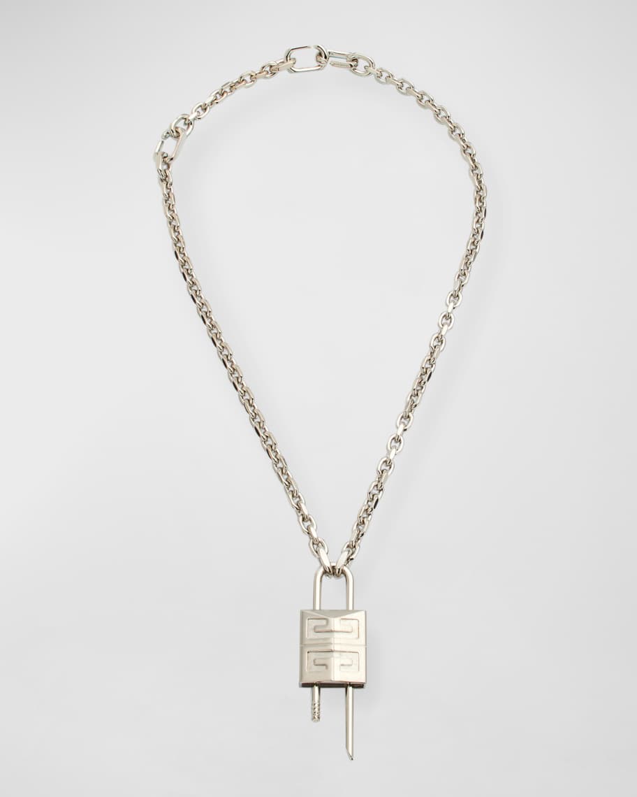 【GIVENCHY】LOCK SMALL BLACK CRYSTALS NECKLACE Givenchy Men's Small 4G Crystal Lock Pendant Necklace