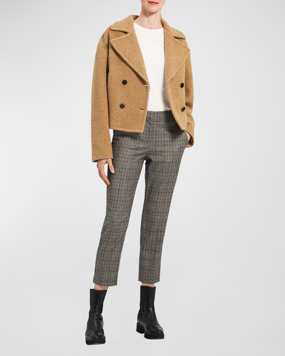 Theory Short Faux-Fur Teddy Peacoat | Neiman Marcus