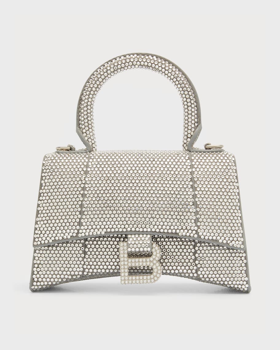 Balenciaga Metallic, Neutrals 2022 Embossed Hourglass Xs Top Handle Bag