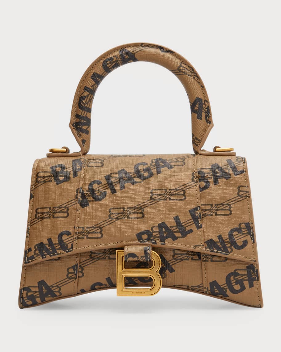 BALENCIAGA: Hourglass XS bag in crocodile print laminated leather