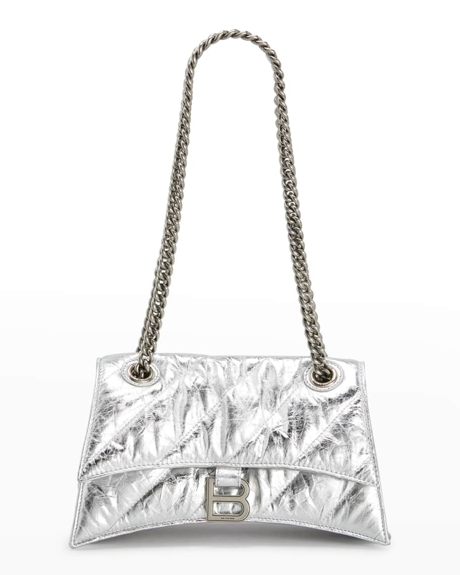 Balenciaga Crush Small Quilted Metallic Chain Shoulder Bag | Neiman Marcus