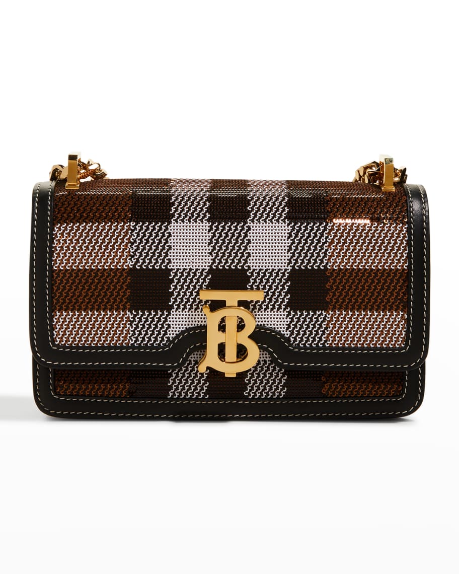 Burberry TB Elongated Sequin Check Chain Shoulder Bag Neiman Marcus