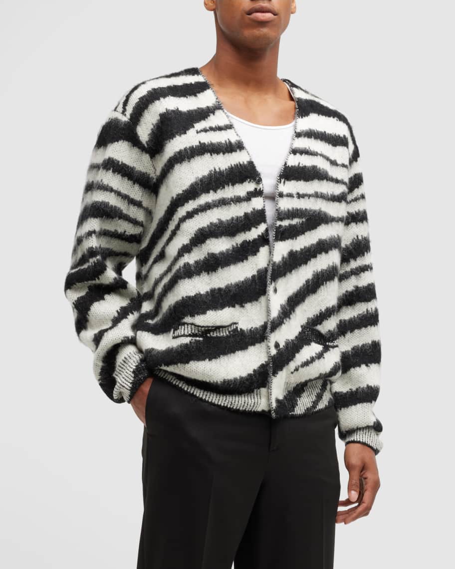 Men's Zebra Cardigan Sweater