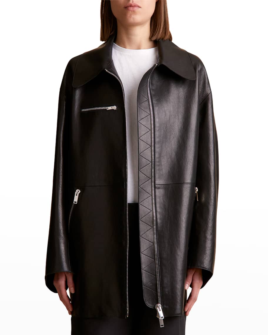 Khaite Gellar Collared Leather Jacket | Neiman Marcus