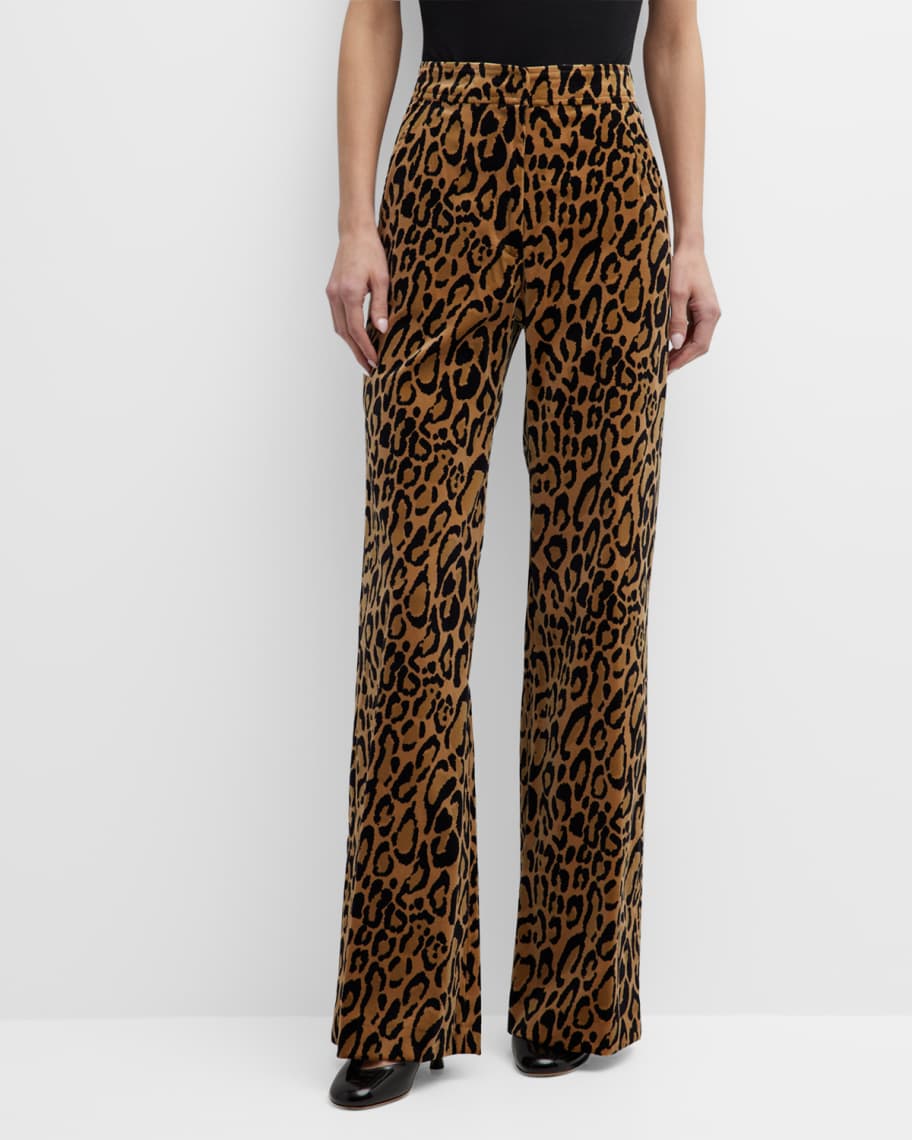 毎日が輝く【Dries Van Noten】Leopard-print wide-leg pants Leopard-print wide-leg pants in green - Dries Van Noten