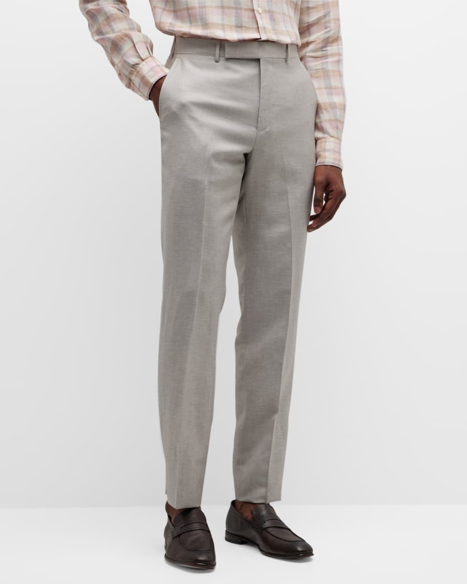 ZEGNA Men's Wool-Linen Twill Pants | Neiman Marcus