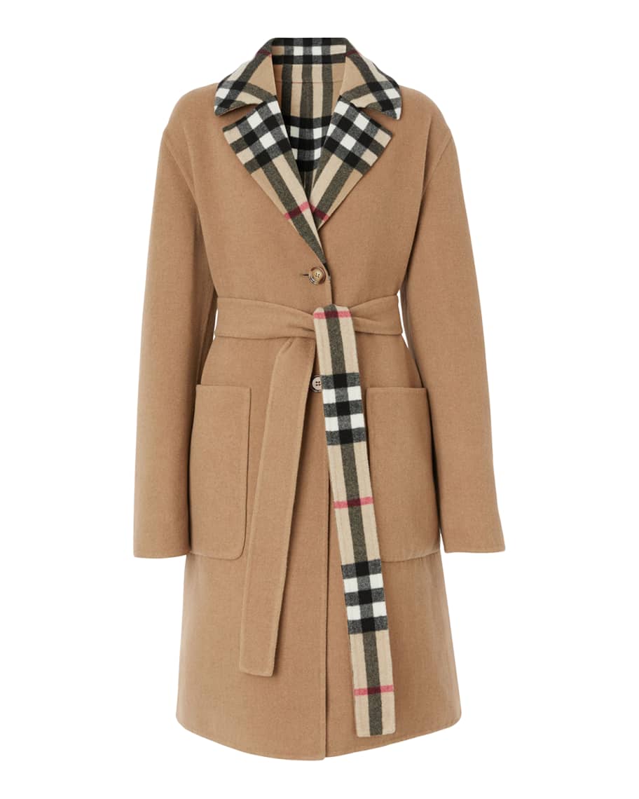 Shop Burberry Dorea Belted Reversible Coat