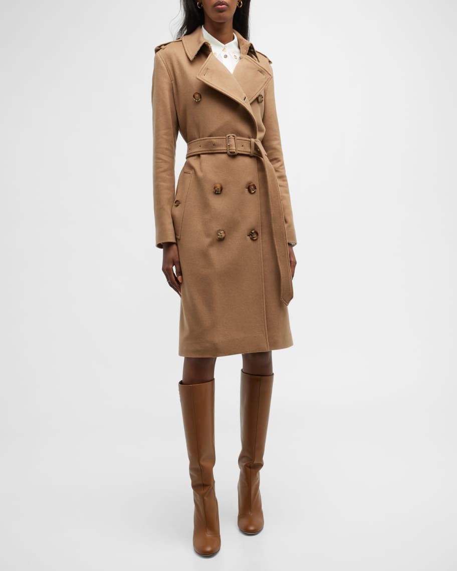 Burberry Kensington Double-Breasted Trench Coat | Neiman Marcus
