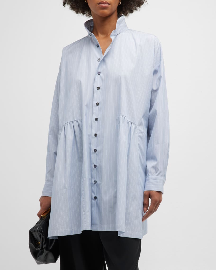 Eskandar Pleated Layer Button-Front Shirt | Neiman Marcus