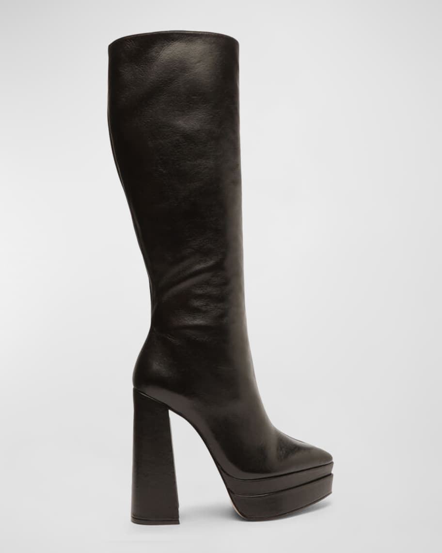 SCHUTZ Elysee Green Platform Pumps - 5.5 Inch Block Heel Ankle Strap Pointy Toe