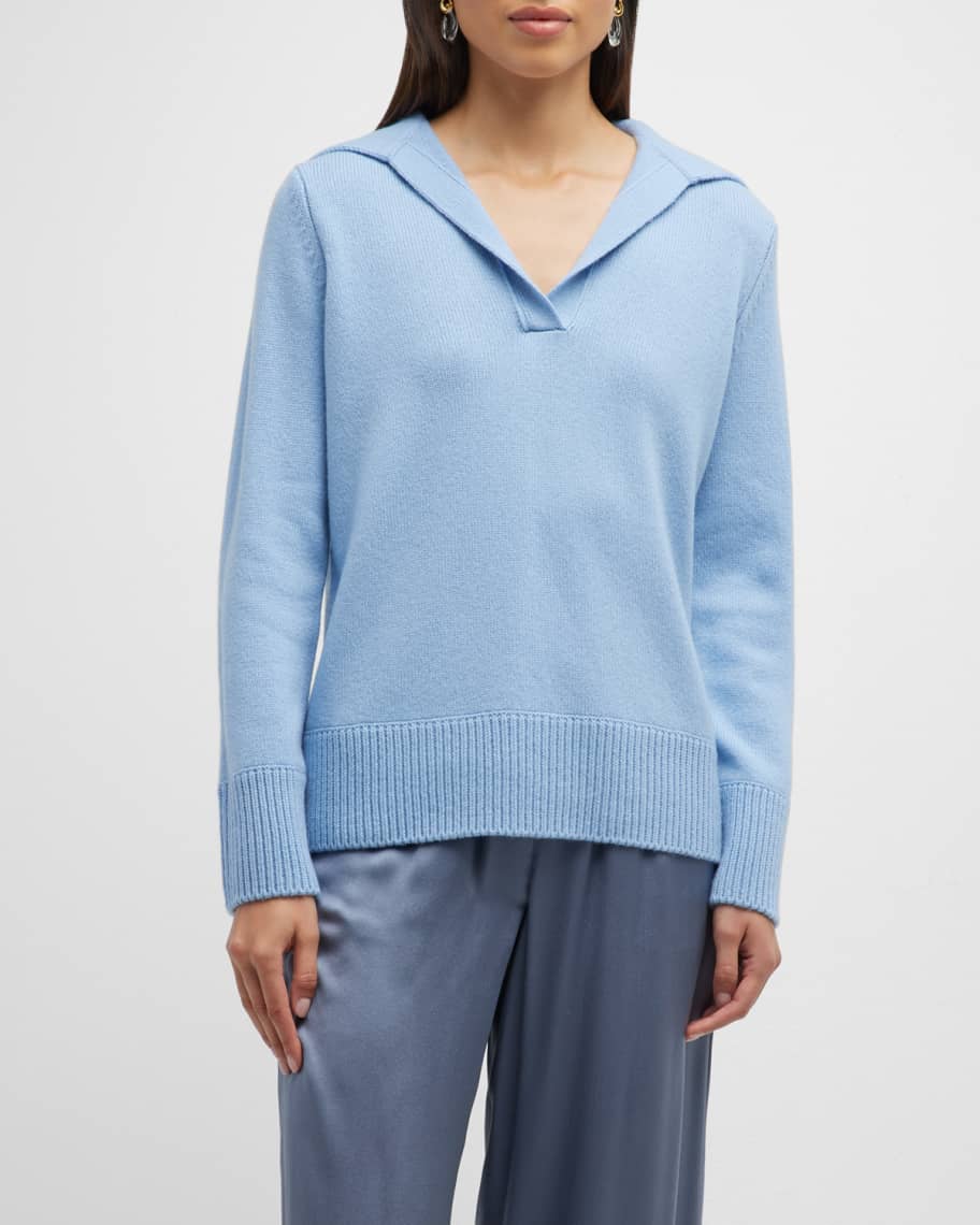 Vince Johnny-Collar Wool-Cashmere Sweater | Neiman Marcus