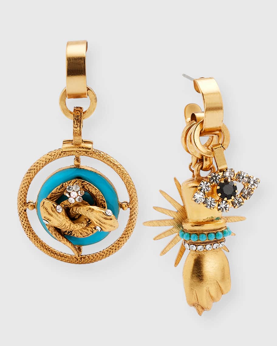 Elizabeth Cole Mano Multi Charm Dangle Earrings Neiman Marcus