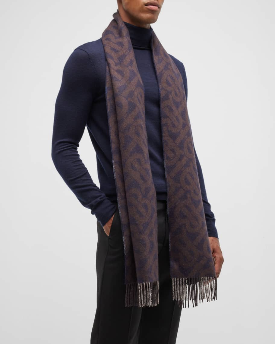 Image 3 of 3: Men's Half Mega Double-Sided Cashmere Scarf