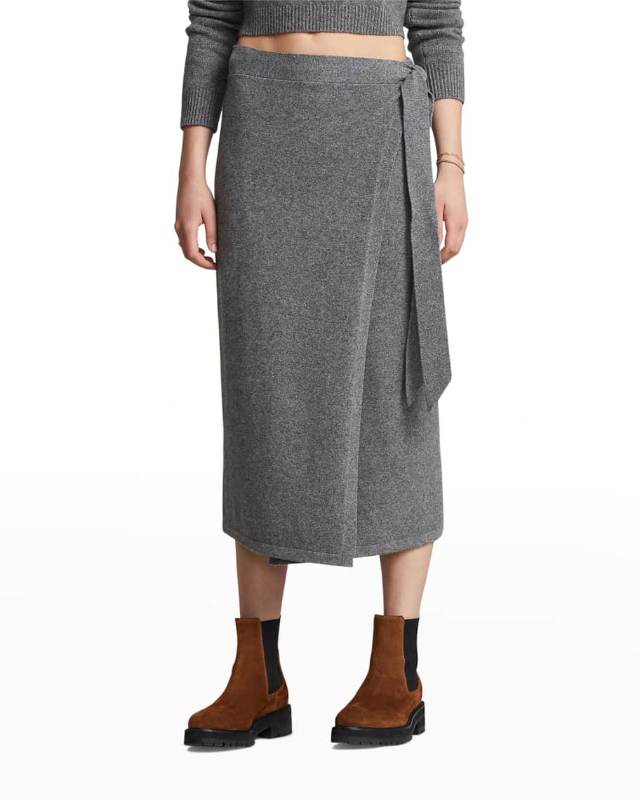 Polo Ralph Lauren Cashmere-Blend Wrap Sweater Skirt | Neiman Marcus