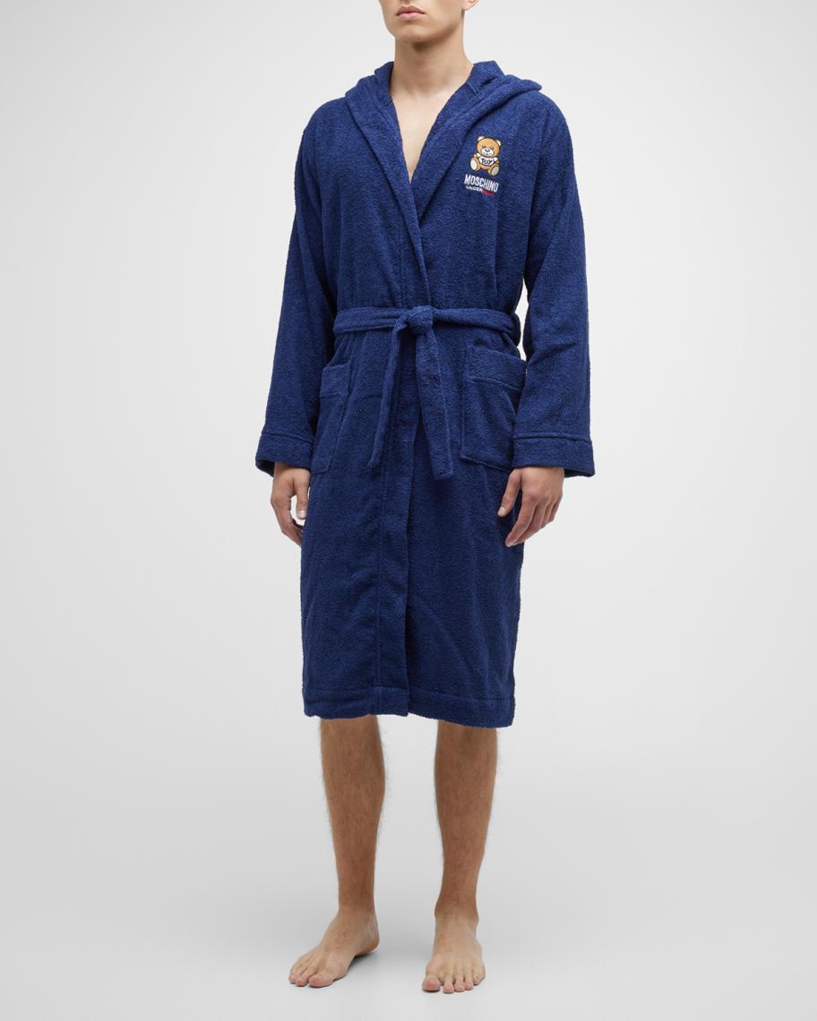 Moschino Men's Solid Robe with Bear Patch | Neiman Marcus