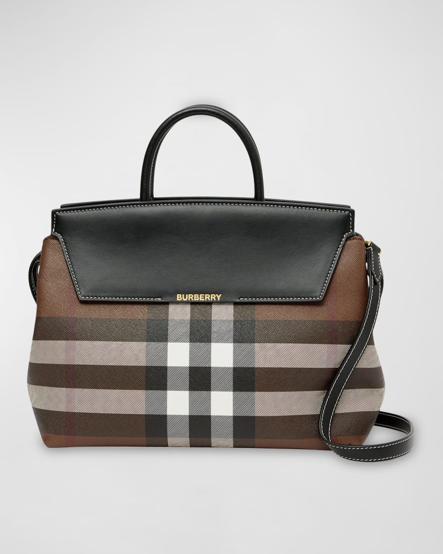 Burberry Catherine Check Canvas Top-Handle Bag | Neiman Marcus