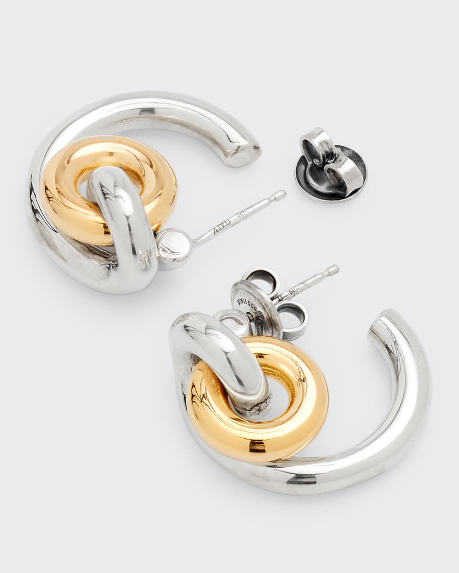 Image 3 of 5: Two-Tone Huggie and Ring Earrings