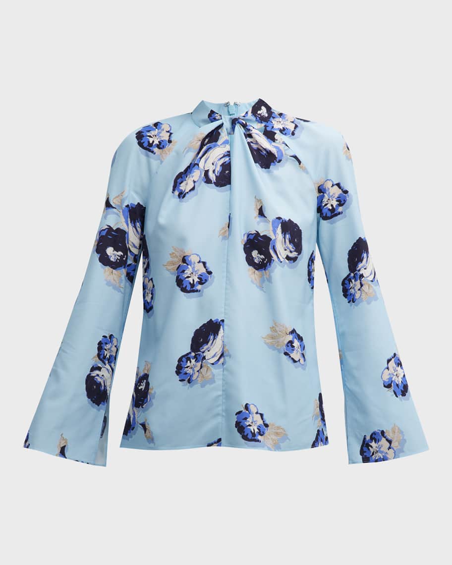 VIOLA - Crepe de Chine Silk Blouse in Sage