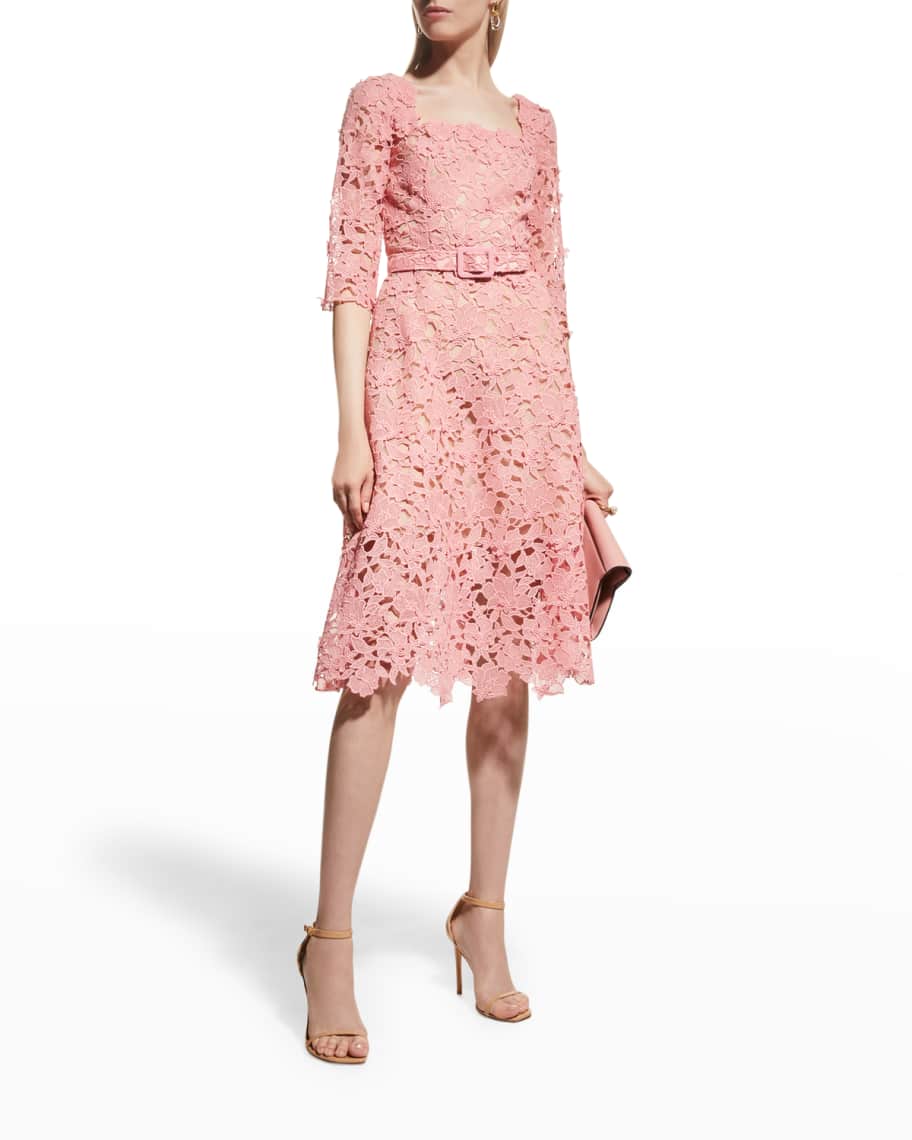 Floral guipure lace midi dress shop