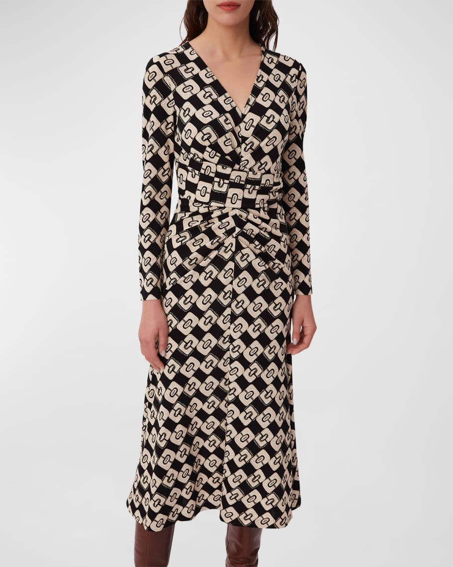 Diane von Furstenberg Timmy Ruched Jersey Midi Dress | Neiman Marcus
