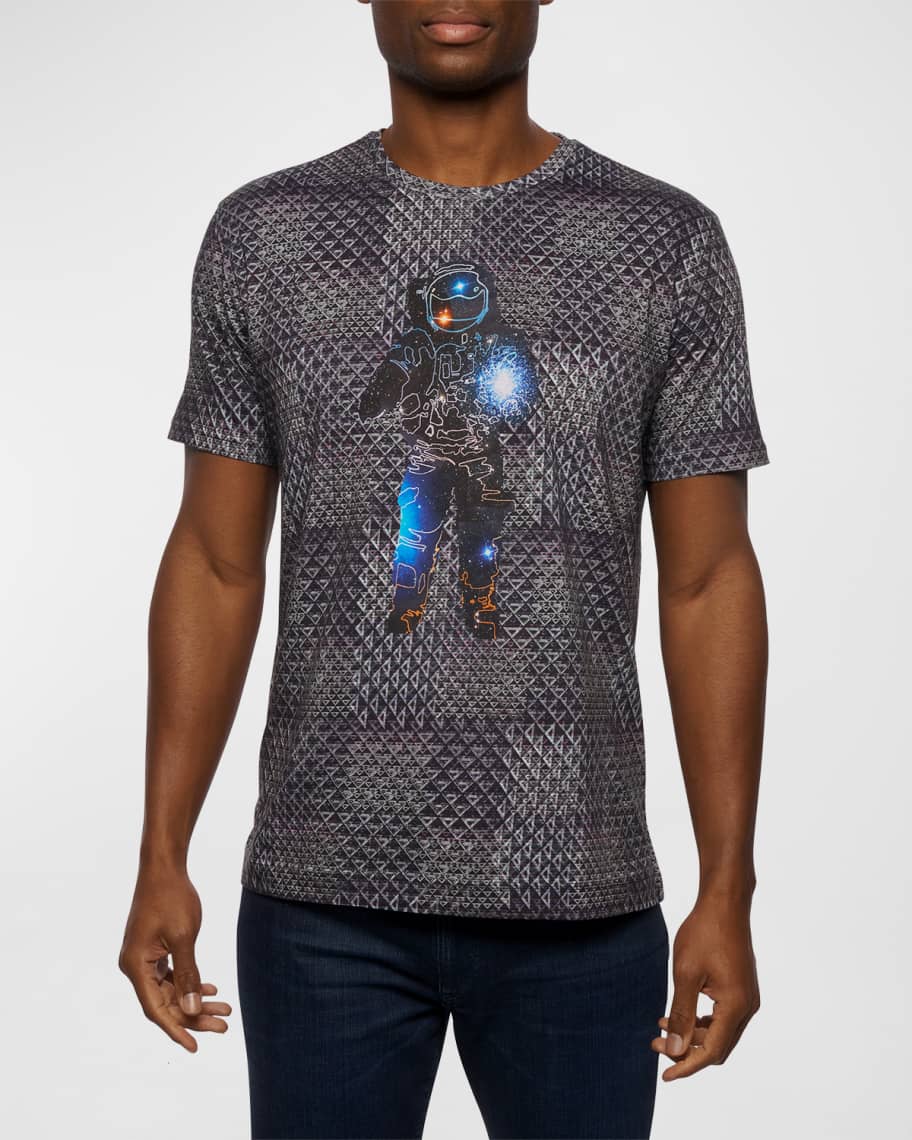 Robert Graham Men's Space Explorer Graphic Crewneck T-shirt In Grey