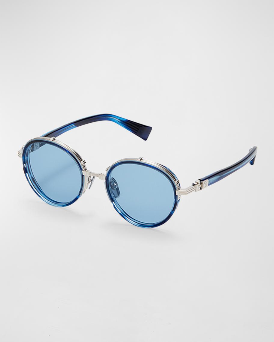 Balmain Croissy Round Acetate & Titanium Sunglasses | Neiman  display picture 1