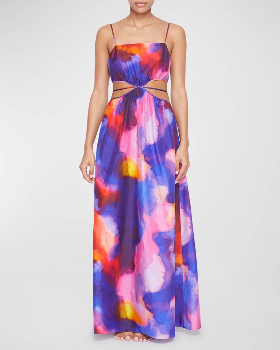 SIMKHAI Amora Printed Coverup Maxi Dress Neiman Marcus