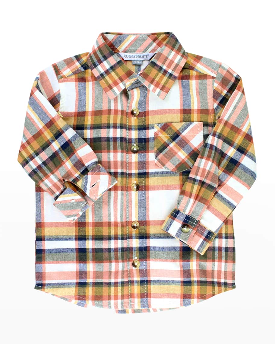 Boys Hadlee Plaid L/S Button Down Shirt by RuffleButts main image 0