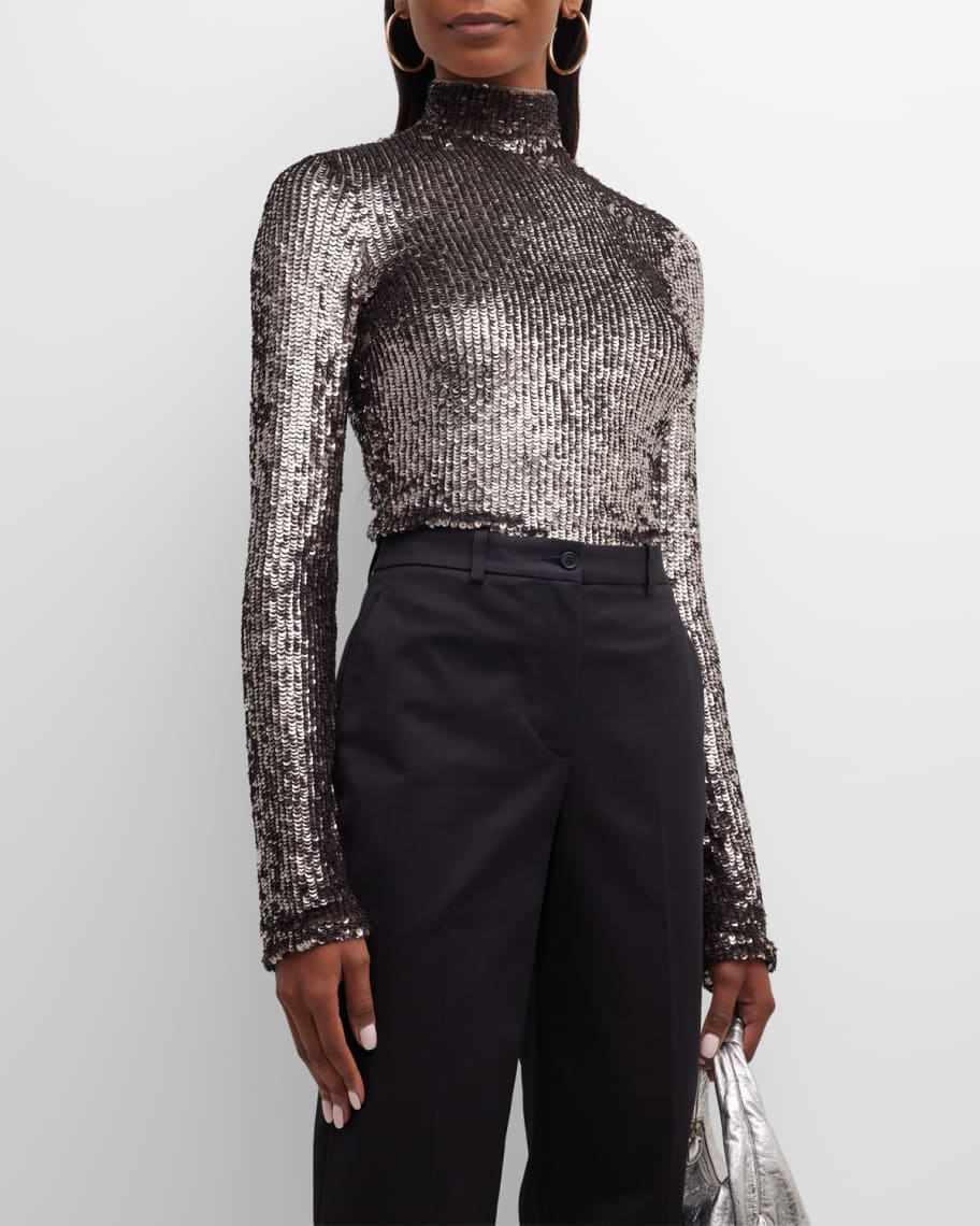 INTERIOR Frances Sequin Turtleneck Top | Neiman Marcus