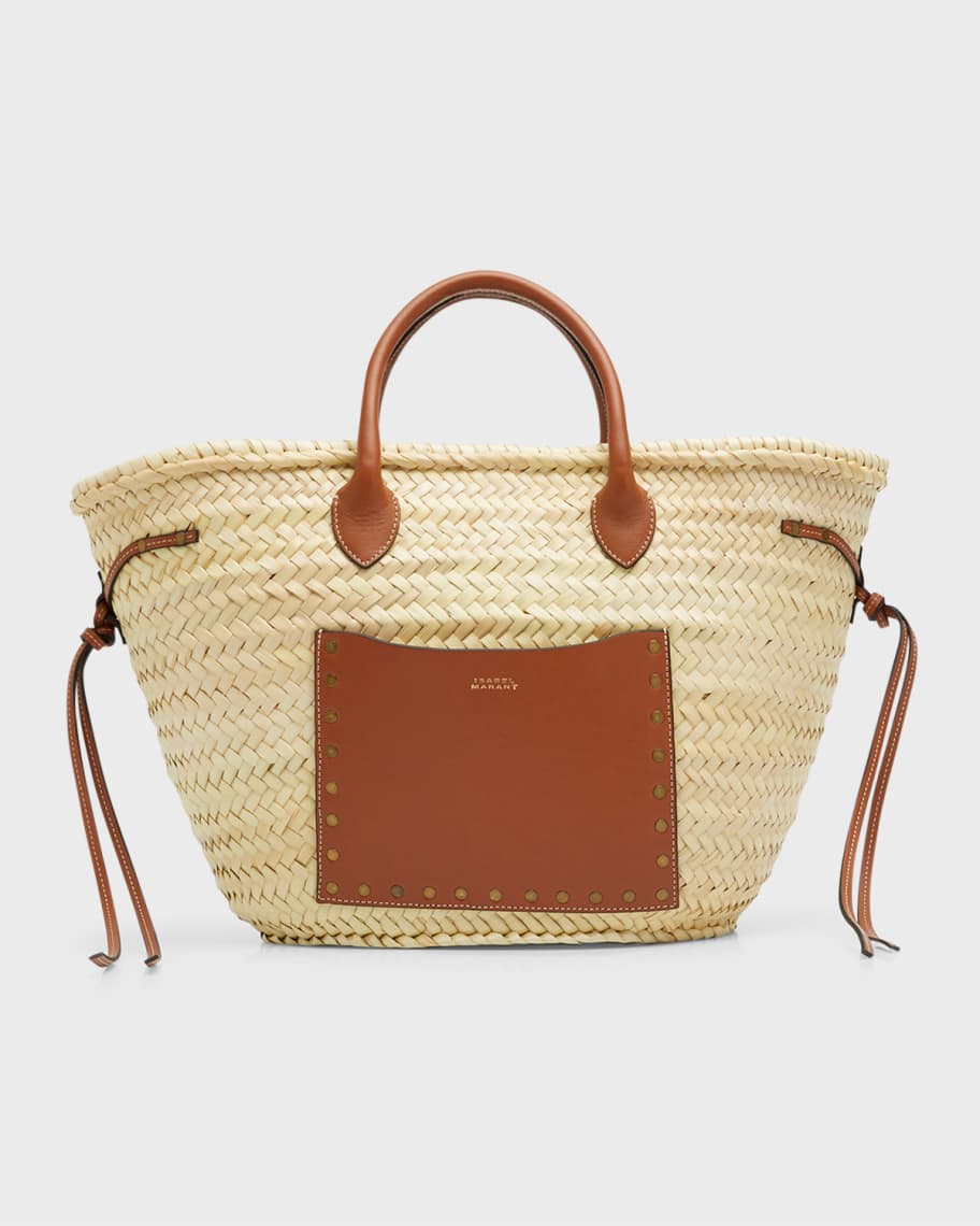 Isabel Marant Cadix Straw & Leather Tote Bag | Neiman Marcus