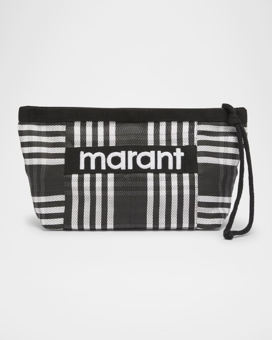 Isabel Marant Powden Striped Canvas Clutch Bag | Neiman Marcus