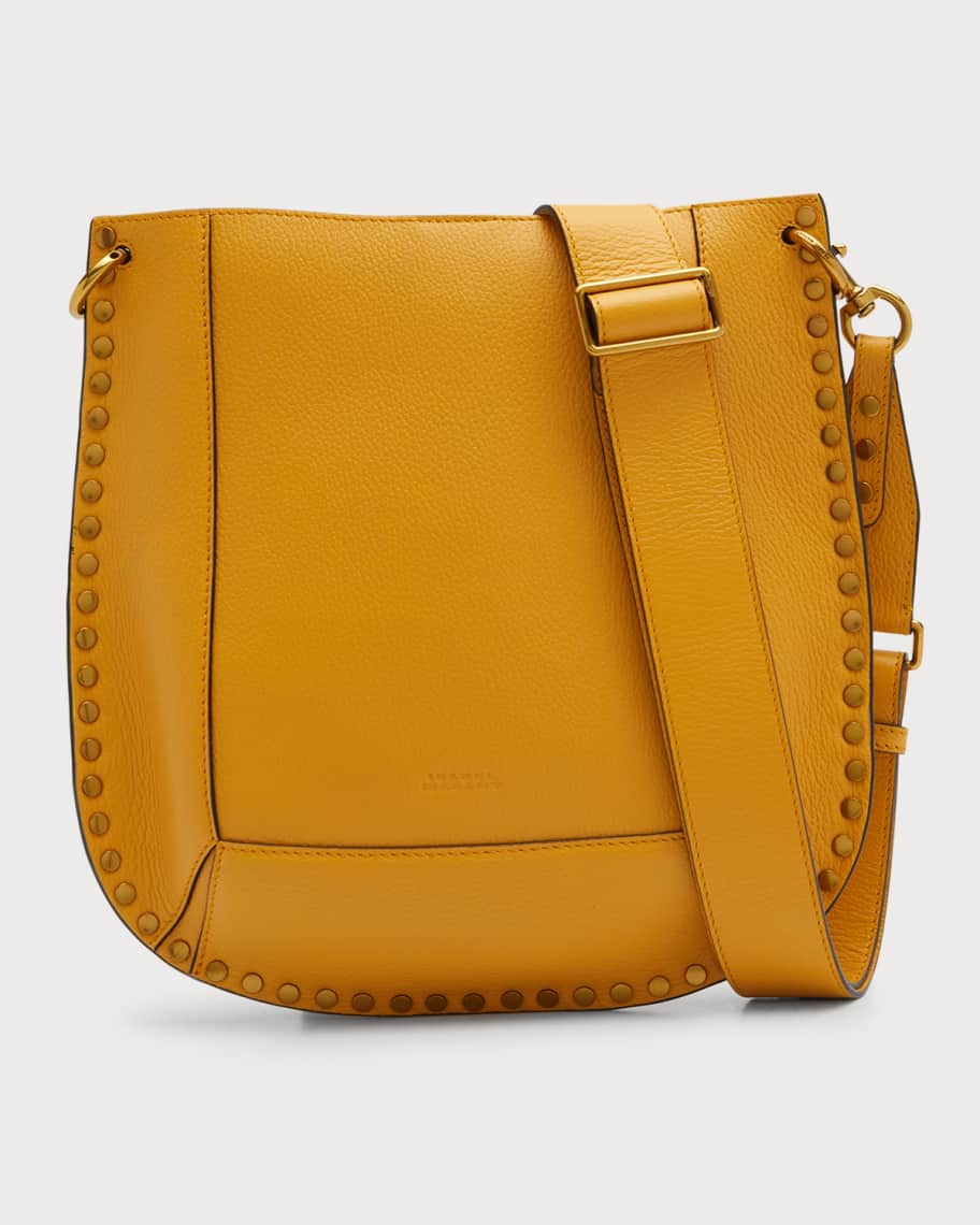 Isabel Marant Oskan Studded Grainy Leather Shoulder Bag | Neiman Marcus